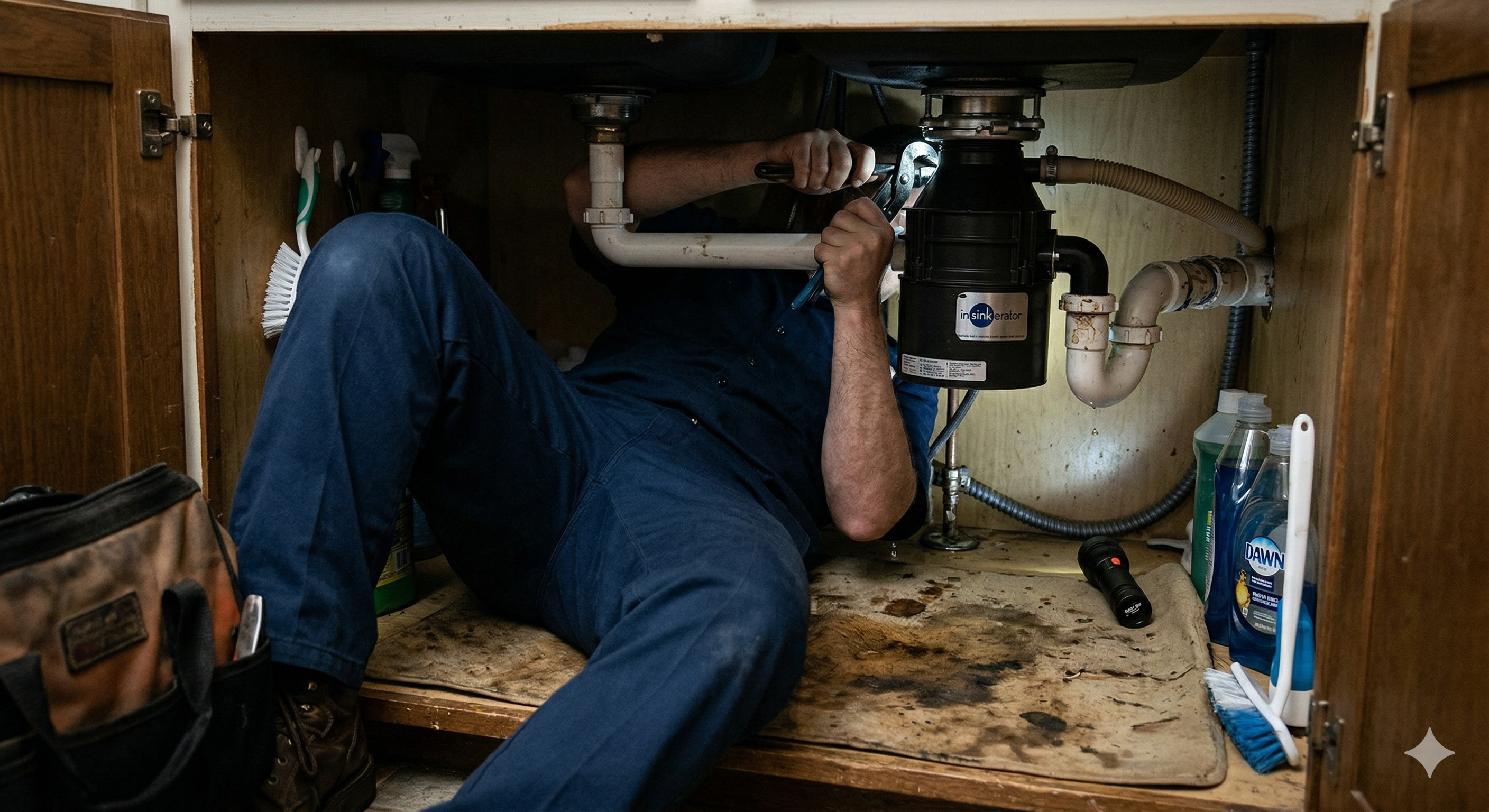 Professional plumber servicing water heater in Palatine